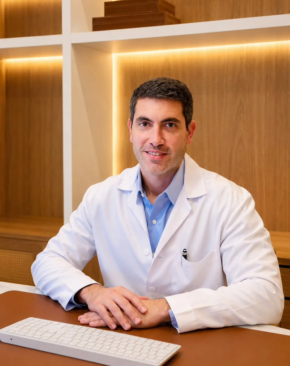 Dr. Cesar Pozzobon em atendimento no consultório